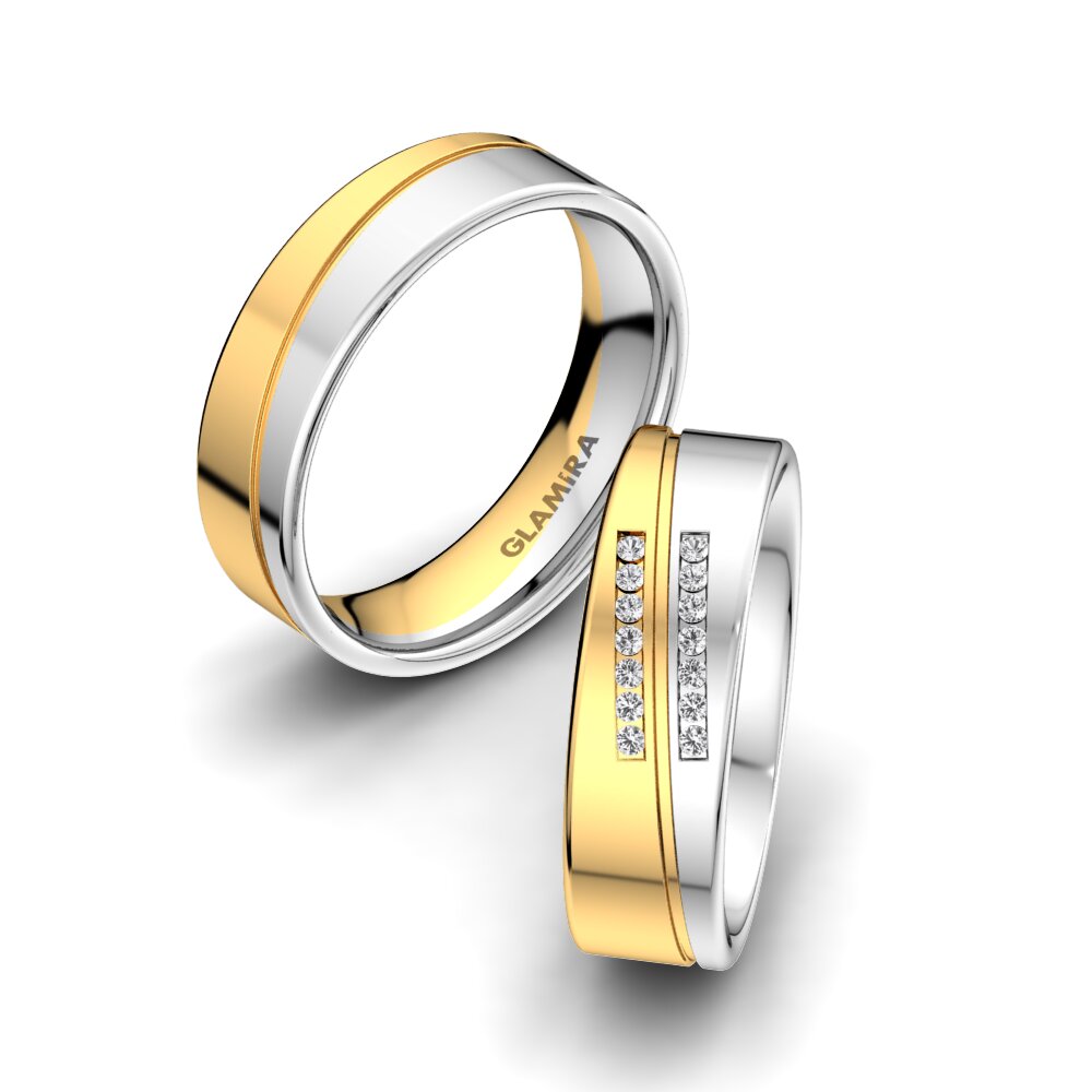 White sapphire Wedding Ring Amazing Flow 6 mm
