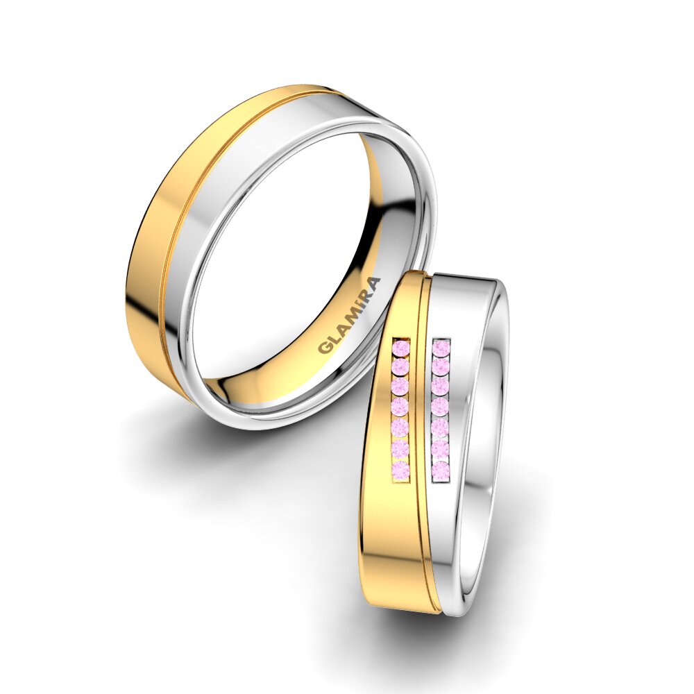 Zafiro Rosado Anillo de boda Amazing Flow 6 mm