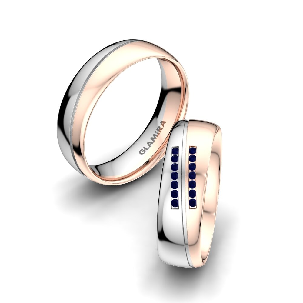 9k Oro Blanco & Rosa Zafiro Anillo de boda Amazing Flow 6 mm