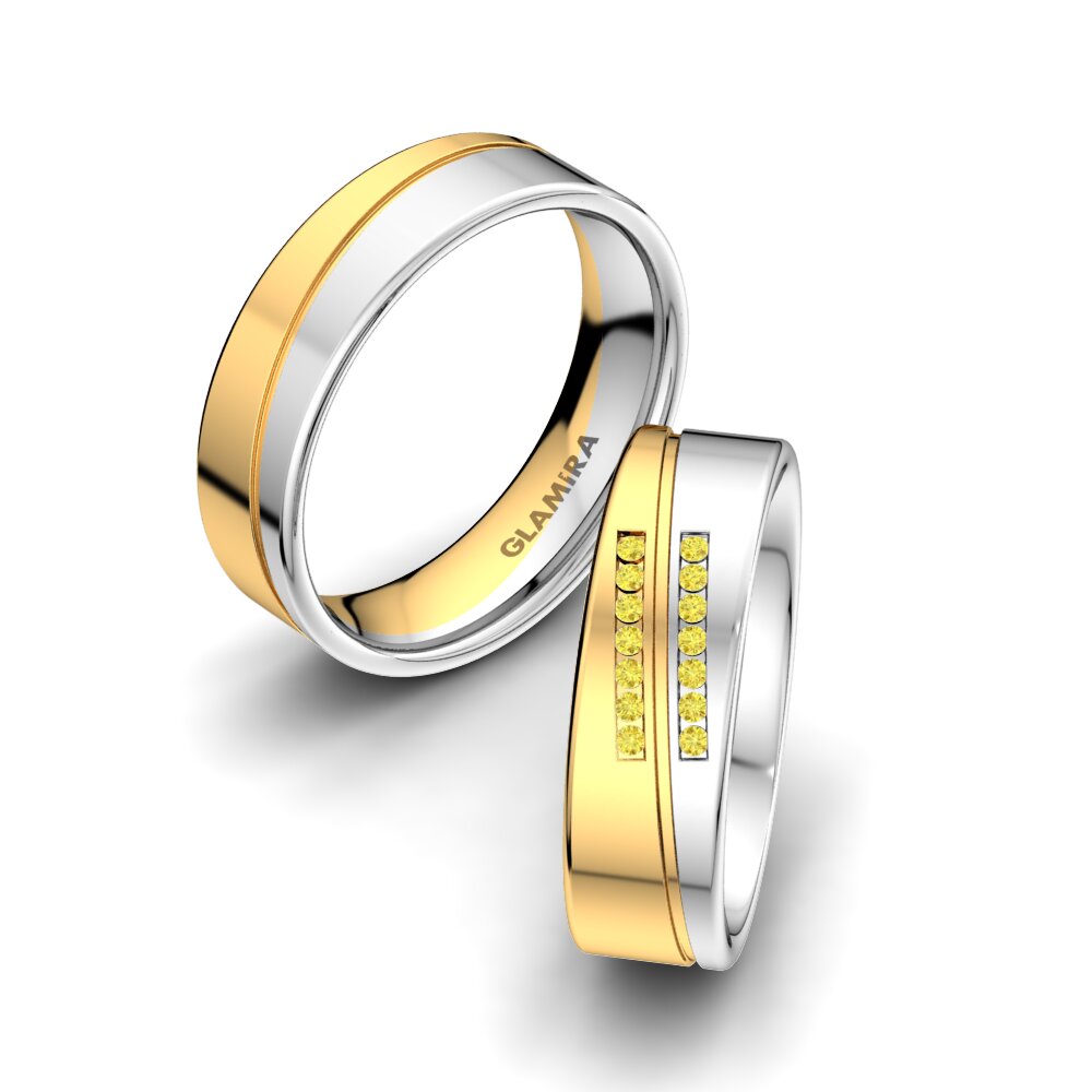 Yellow Sapphire Wedding Ring Amazing Flow 6 mm