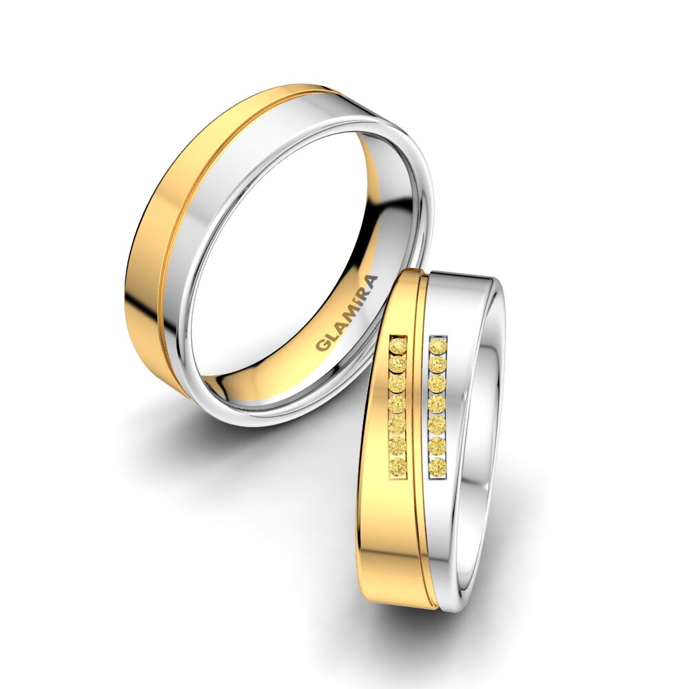 Diamante Amarillo Anillo de boda Amazing Flow 6 mm
