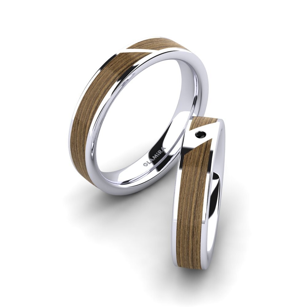 Zafiro negro Anillo de boda Confident Couple 5 mm