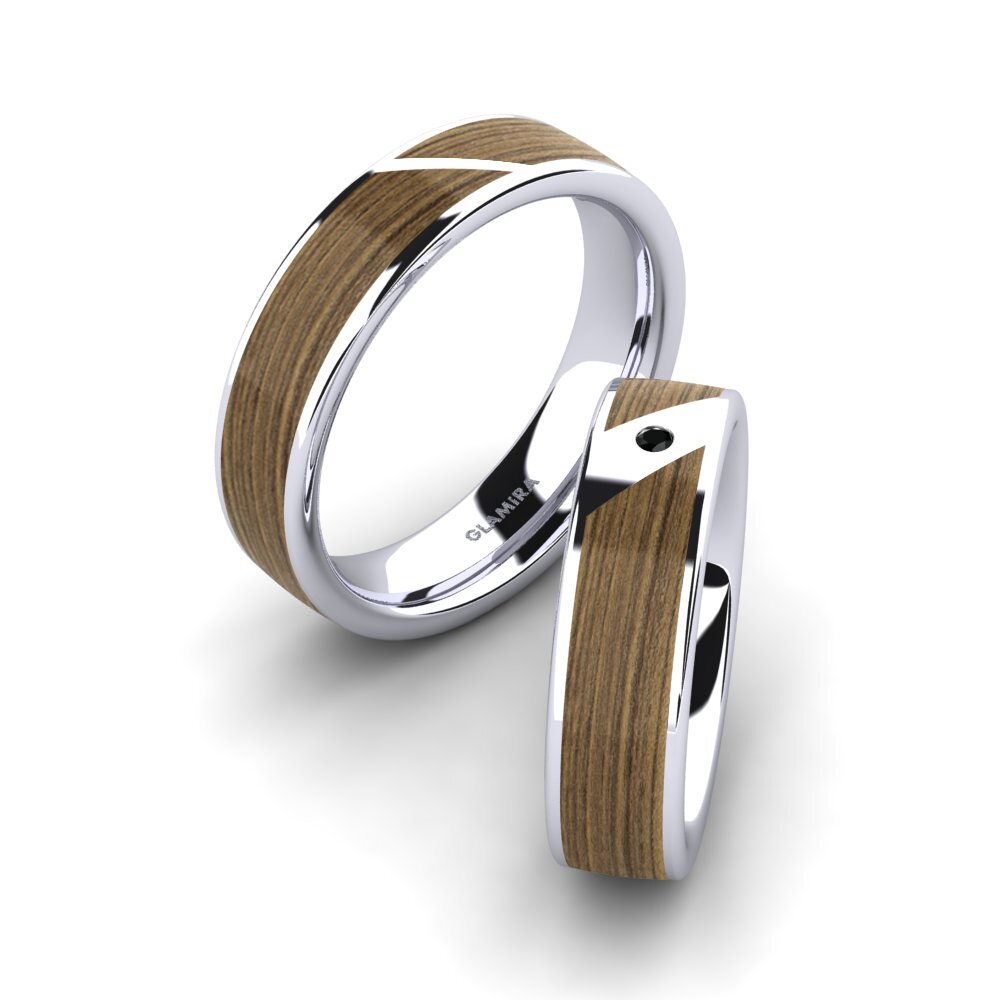 Zafiro negro Anillo de boda Confident Couple 6 mm