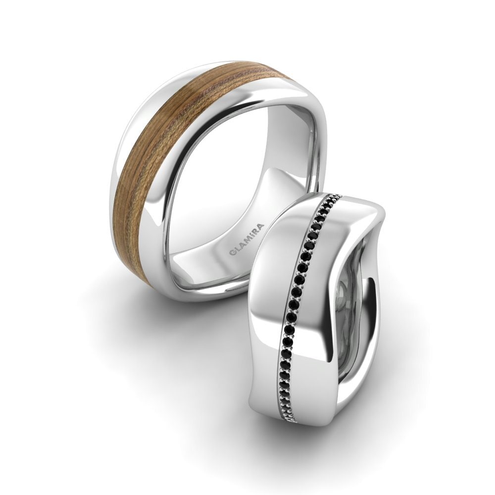 White Silver Black Diamond Wedding Ring Confident Cover 8 mm