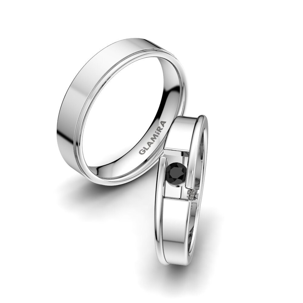 Ónix Negro Anillo de boda Glittering Beauty 5 mm