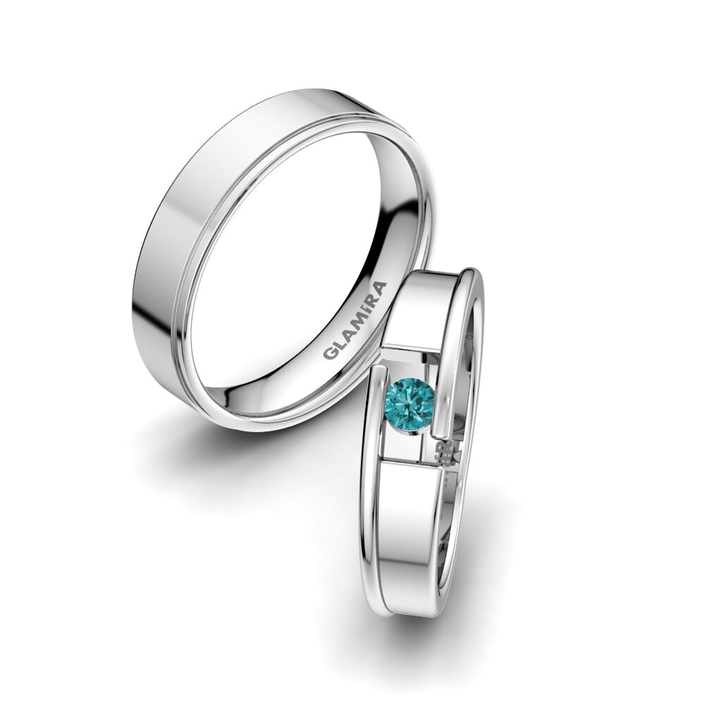 Diamante Azul Anillo de boda Glittering Beauty 5 mm