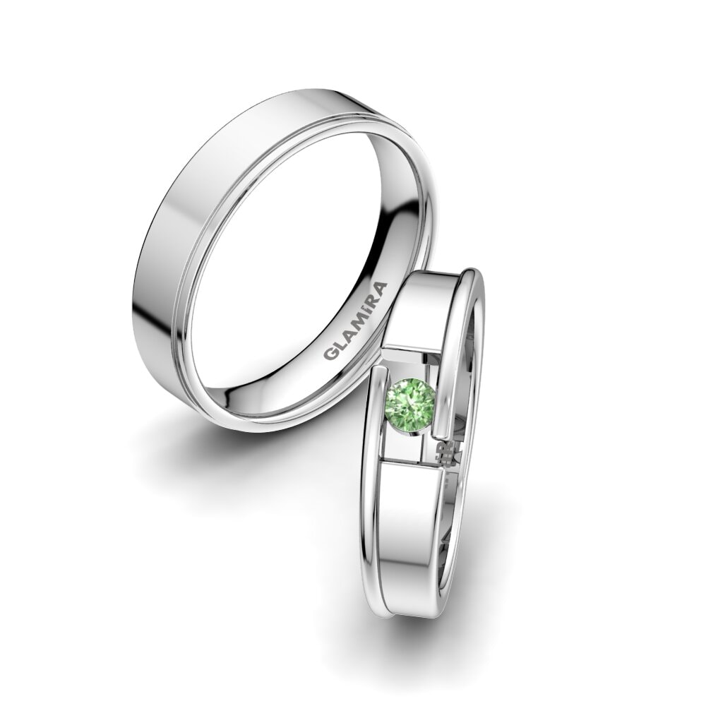 Diamante Verde Anillo de boda Glittering Beauty 5 mm