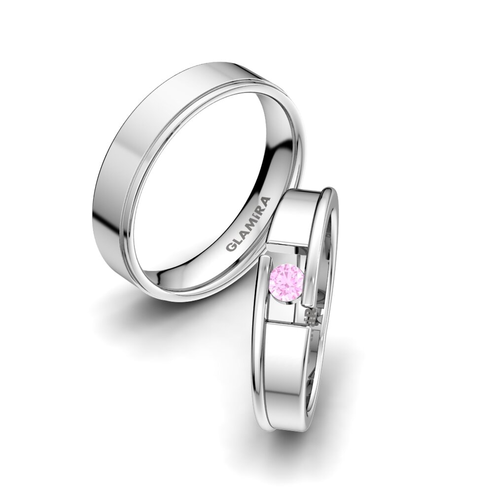 Zafiro Rosado Anillo de boda Glittering Beauty 5 mm