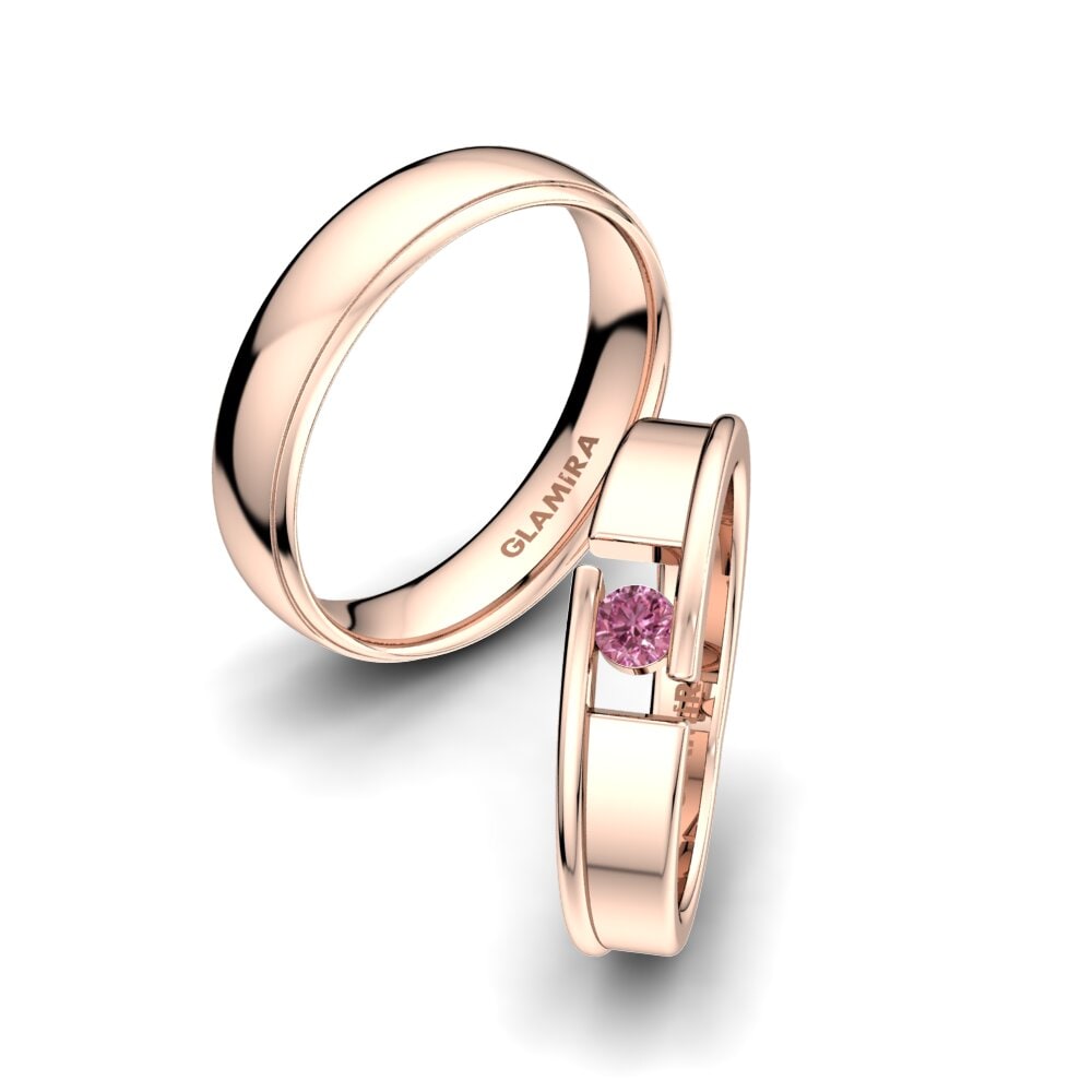 9k Oro Rosa Granate Rhodolite Anillo de boda Glittering Beauty 5 mm