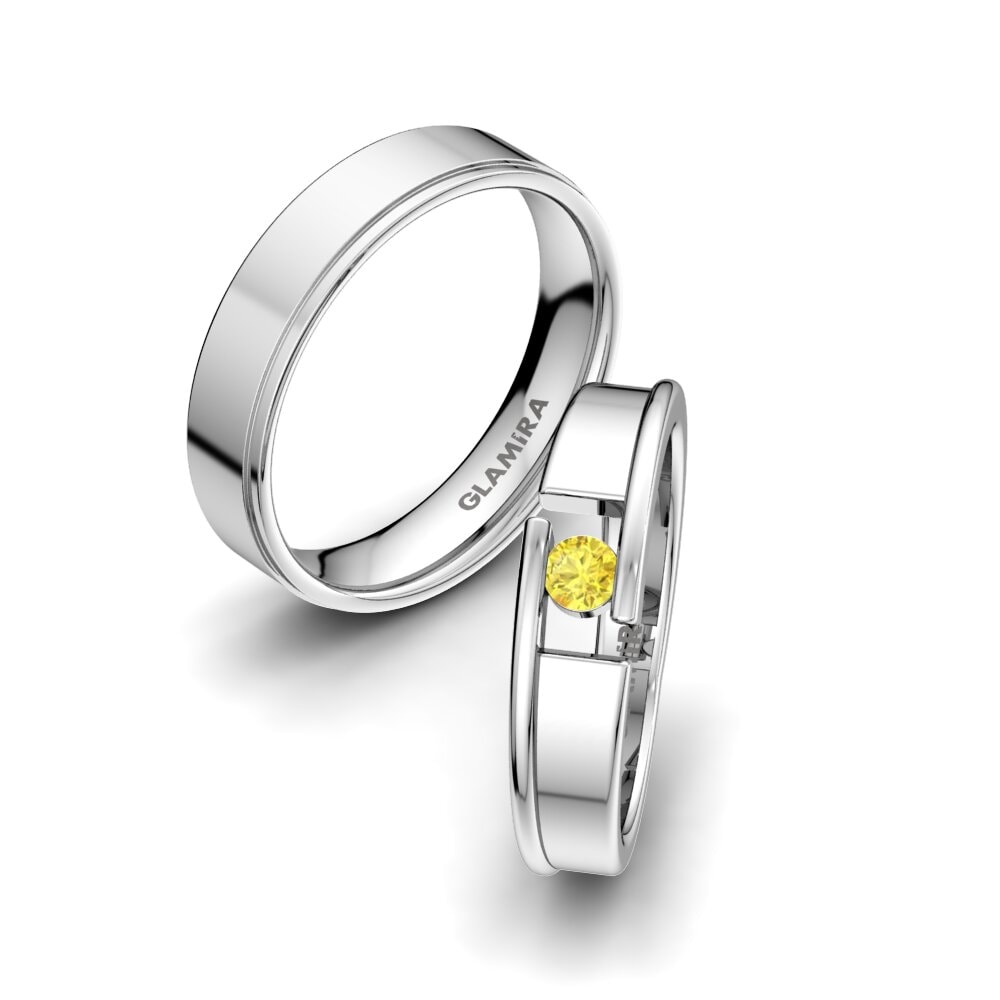 Yellow Sapphire Wedding Ring Glittering Beauty 5 mm