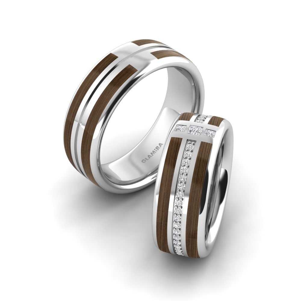 White Silver Diamond Wedding Ring Confident Duty 8 mm