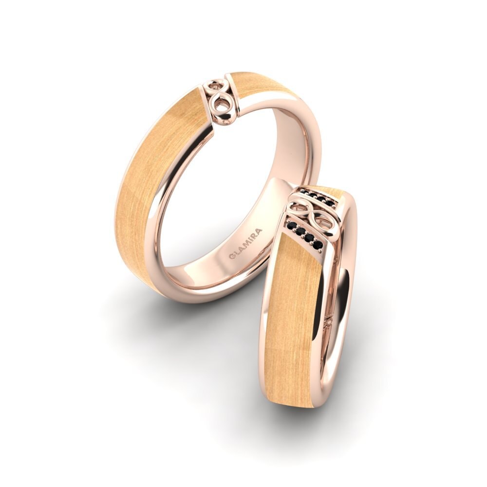 9k Oro Rosa Diamante Negro Anillo de boda Confident Earth 6 mm