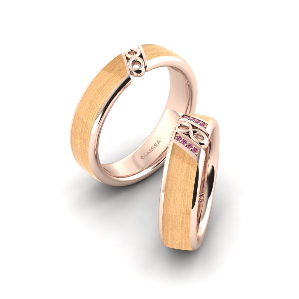 9k Oro Rosa Granate Rhodolite Anillo de boda Confident Earth 6 mm