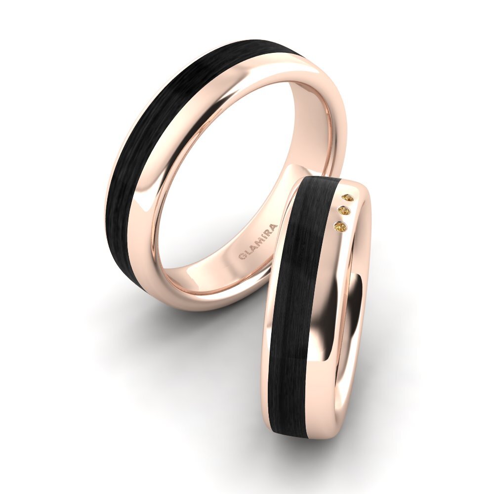 18k Oro Rosa Diamante Marrón Anillo de boda Confident Glow 6 mm