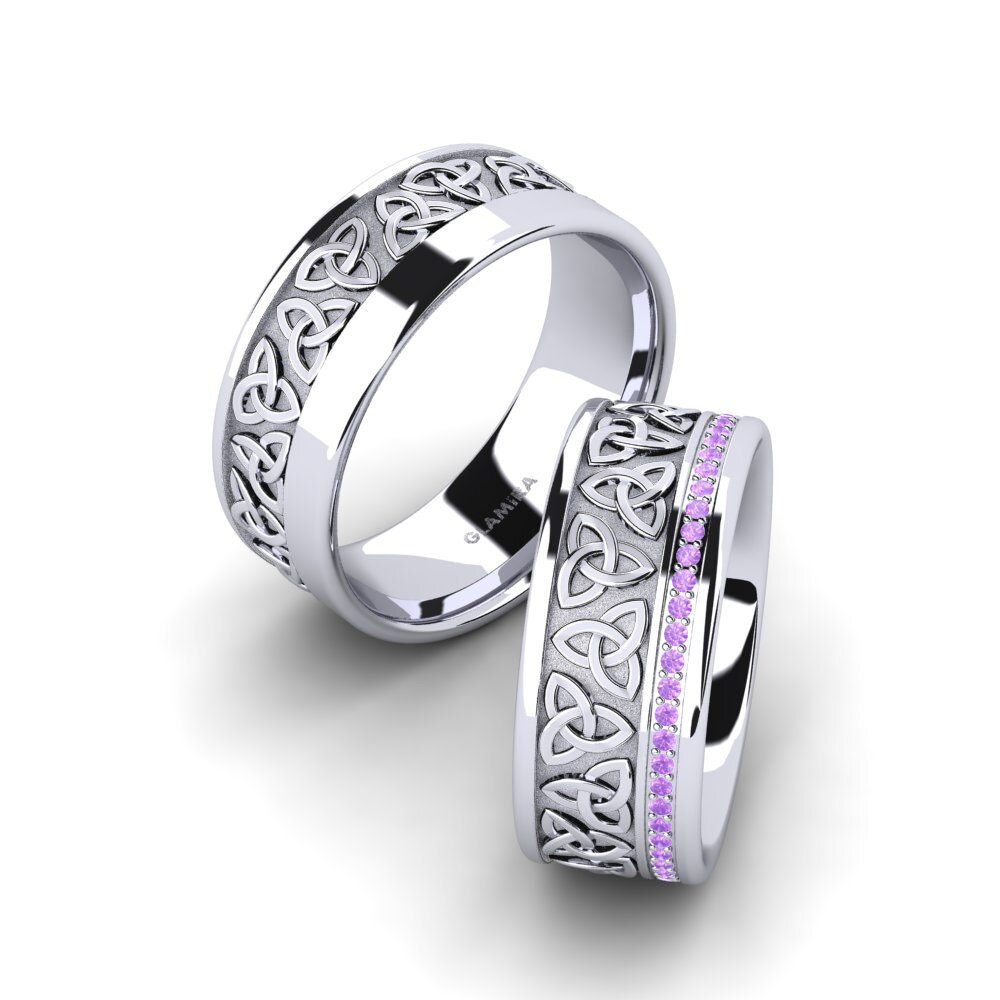 Celtic Amethyst Wedding Rings