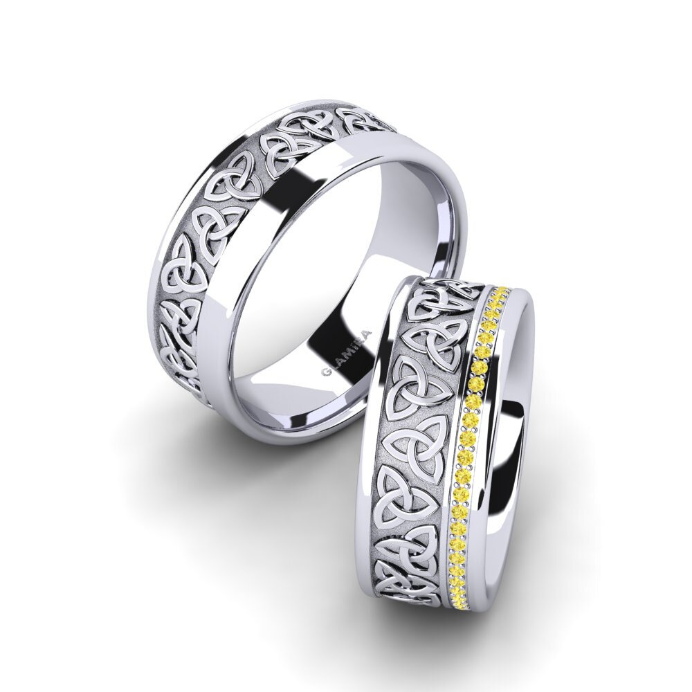 Celtic Yellow Sapphire Wedding Rings