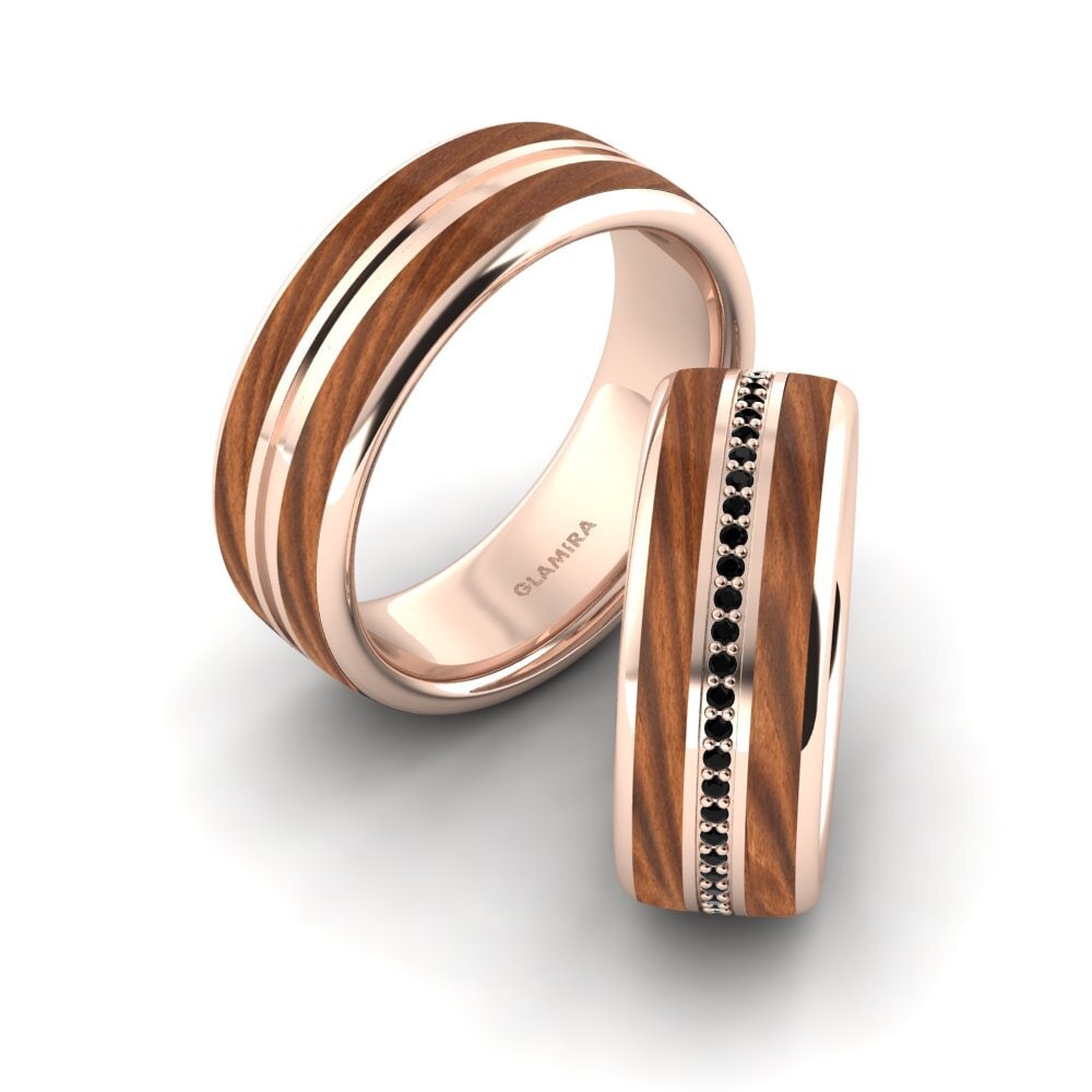 18k Oro Rosa Zafiro negro Anillo de boda Confident Mood 8 mm