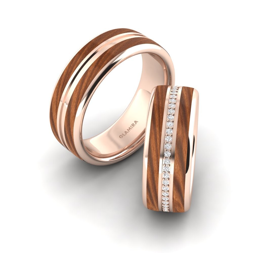 18k Oro Rosa Zafiro blanco Anillo de boda Confident Mood 8 mm
