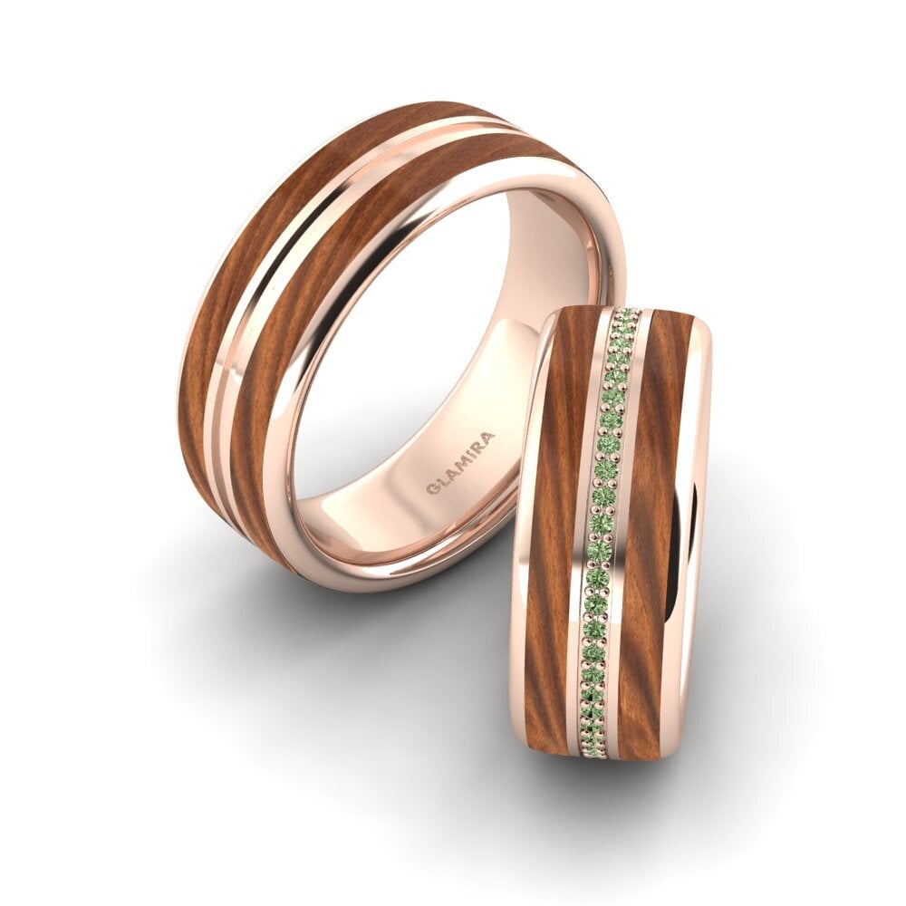 18k Oro Rosa Diamante Verde Anillo de boda Confident Mood 8 mm