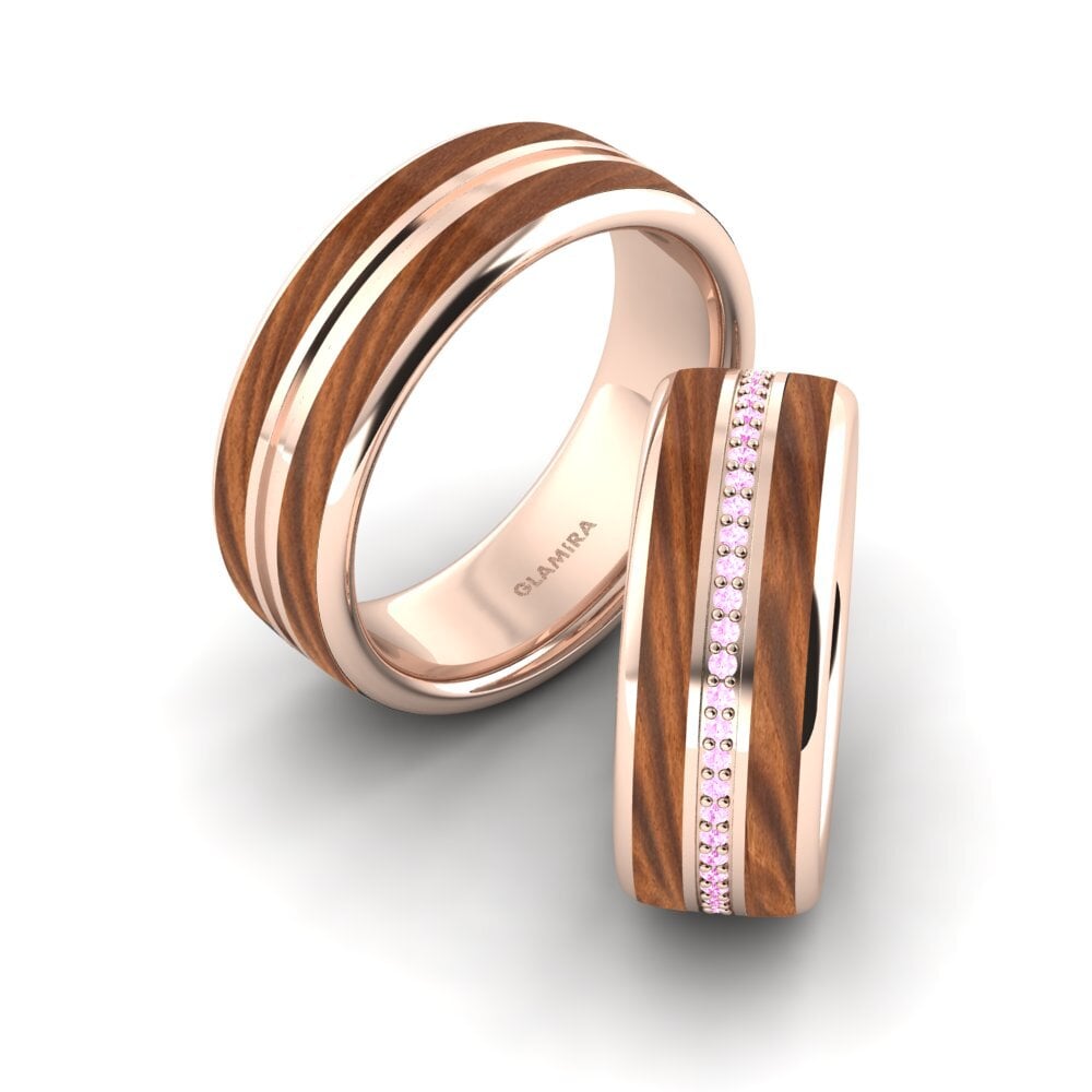 18k Oro Rosa Zafiro Rosado Anillo de boda Confident Mood 8 mm