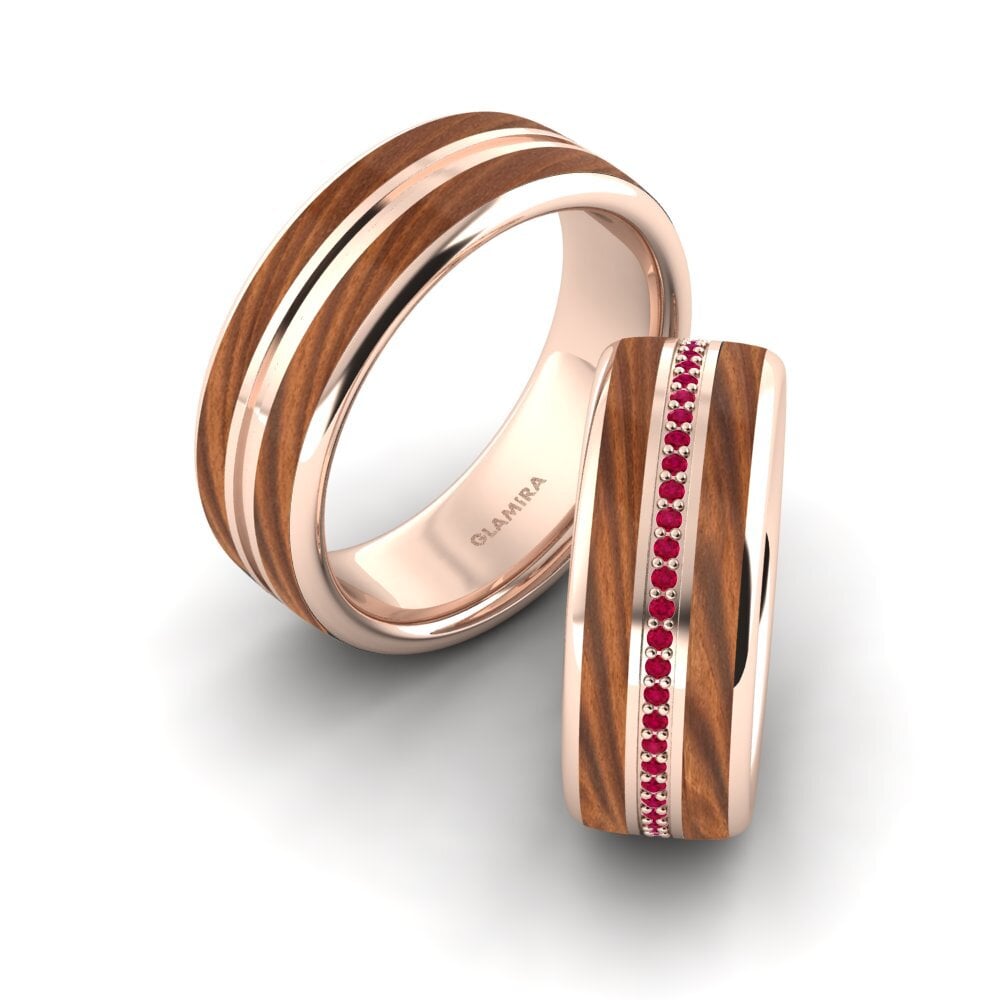 18k Oro Rosa Rubí Anillo de boda Confident Mood 8 mm