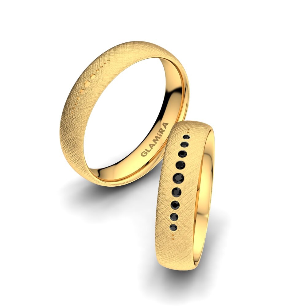 14ct Yellow Gold Black Onyx Wedding Ring Magic Truth 5 mm