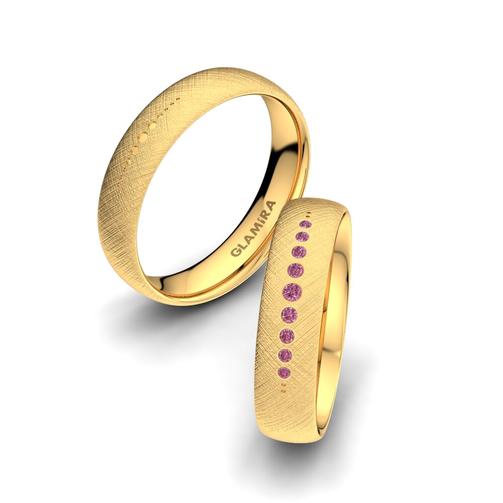 14ct Yellow Gold Rhodolite Garnet Wedding Ring Magic Truth 5 mm