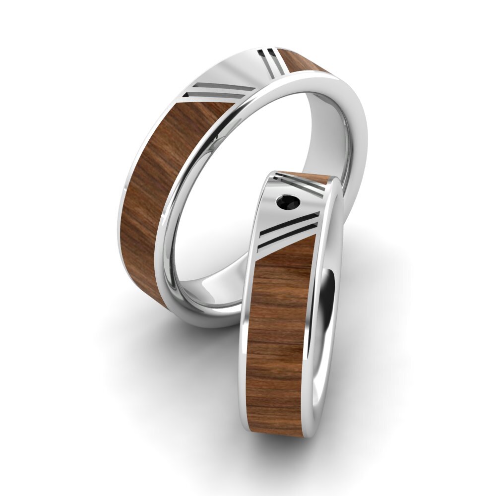 Zafiro negro Anillo de boda Confident Wind 6 mm