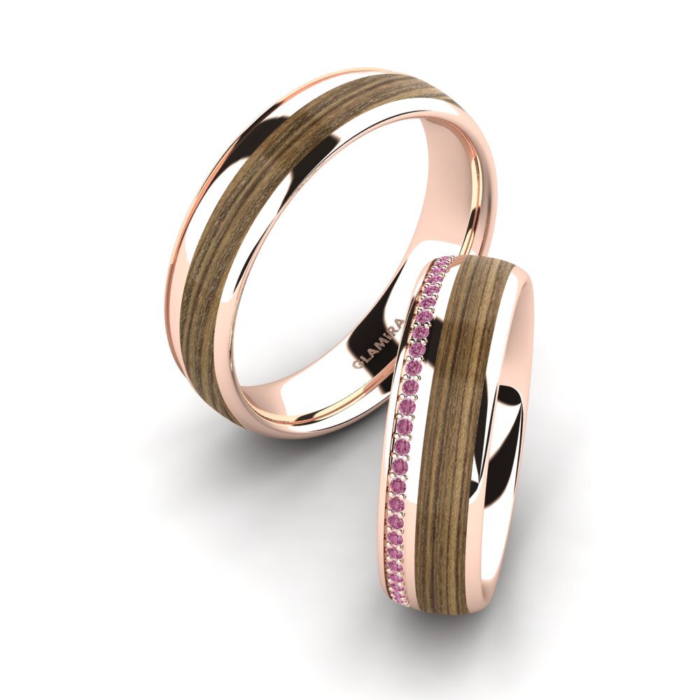 9k Oro Rosa Granate Rhodolite Anillo de boda Peaceful Twinkle 6 mm