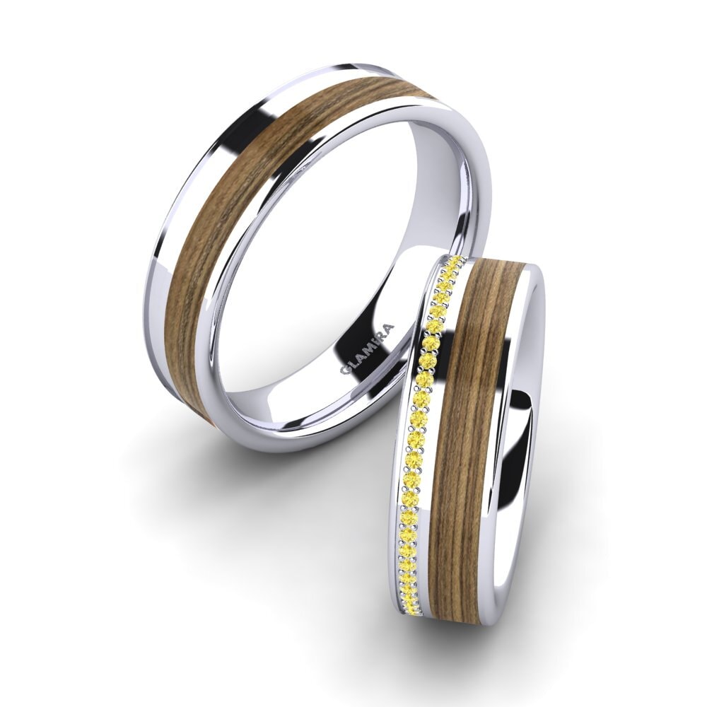 Yellow Sapphire Wedding Ring Peaceful Twinkle 6 mm
