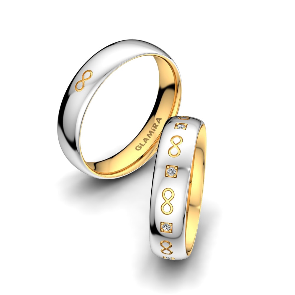 Nhẫn cưới Classic Infinity 5 mm Vàng Trắng-Vàng 18K