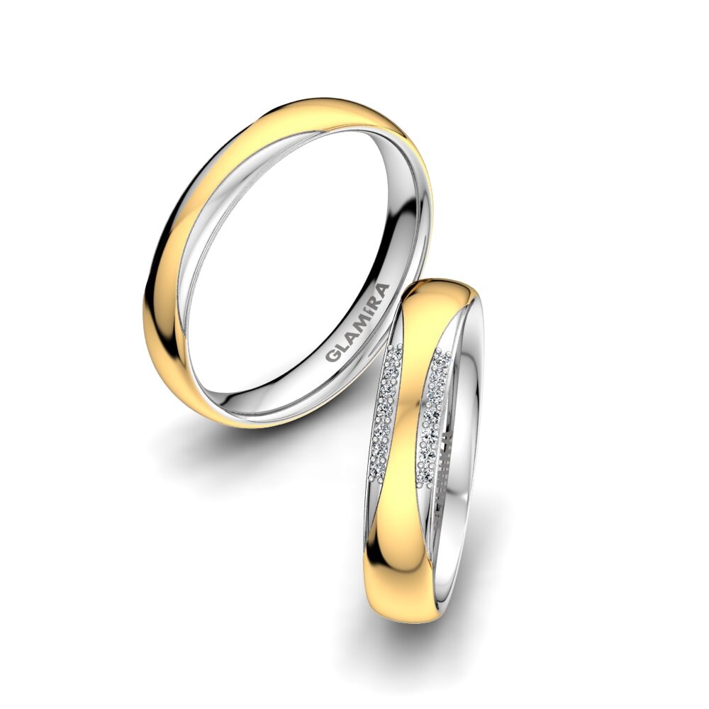 Anillo de boda Exotic Harmony 4 mm 18k Oro Amarillo & Blanco