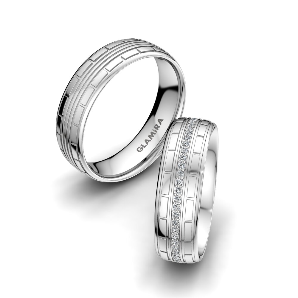 Platine 950 Bague de Mariage Heavenly Couple 6 mm