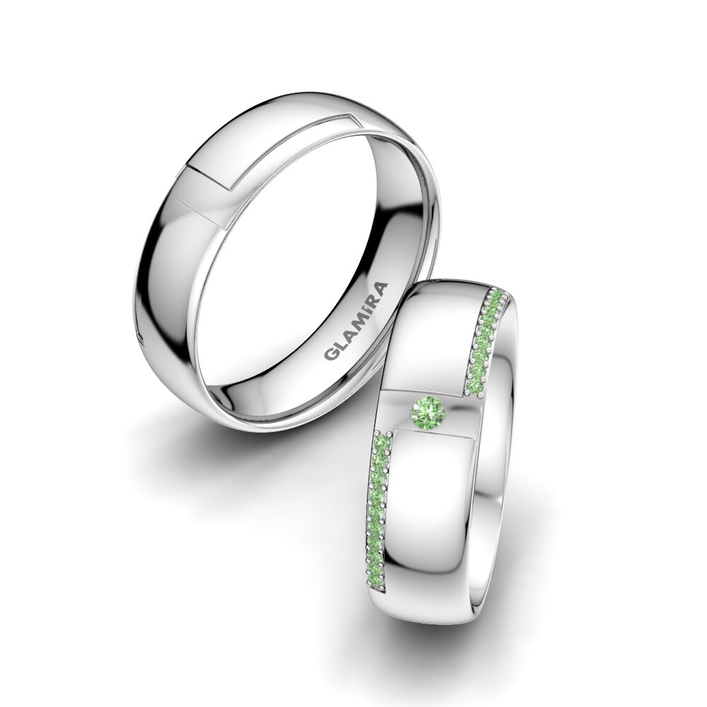 グリーンダイヤモンド 結婚指輪 Sensual Waves 6 mm