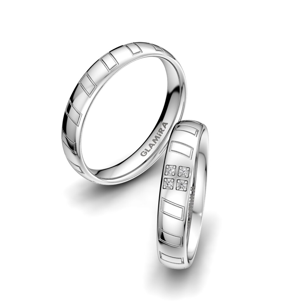 950 Palladium White sapphire Wedding Ring Unique Star 4 mm
