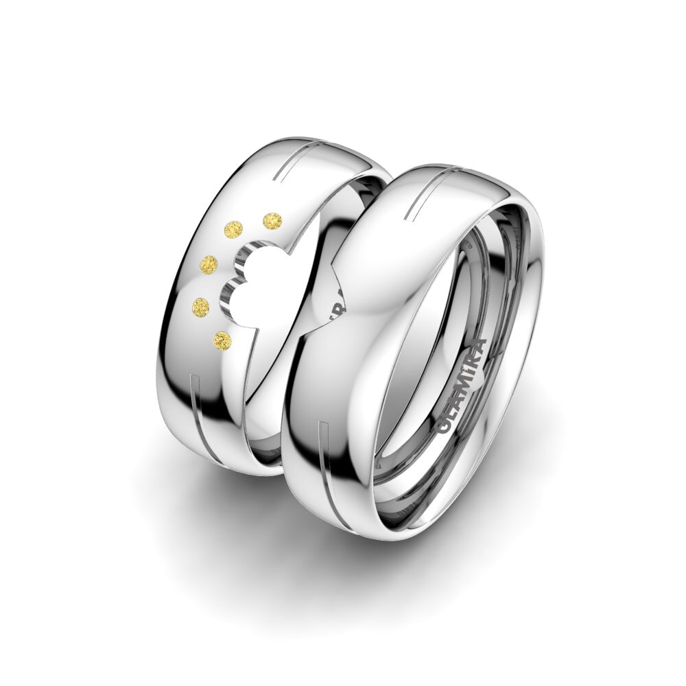 Diamante Amarillo Anillo de boda Pretty Wake 6 mm