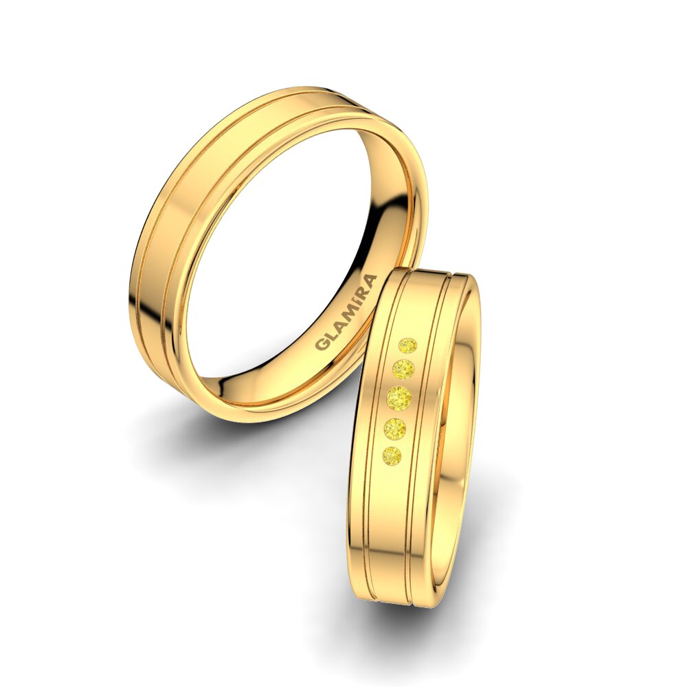 Yellow Sapphire Wedding Ring Essential Quenn 5 mm