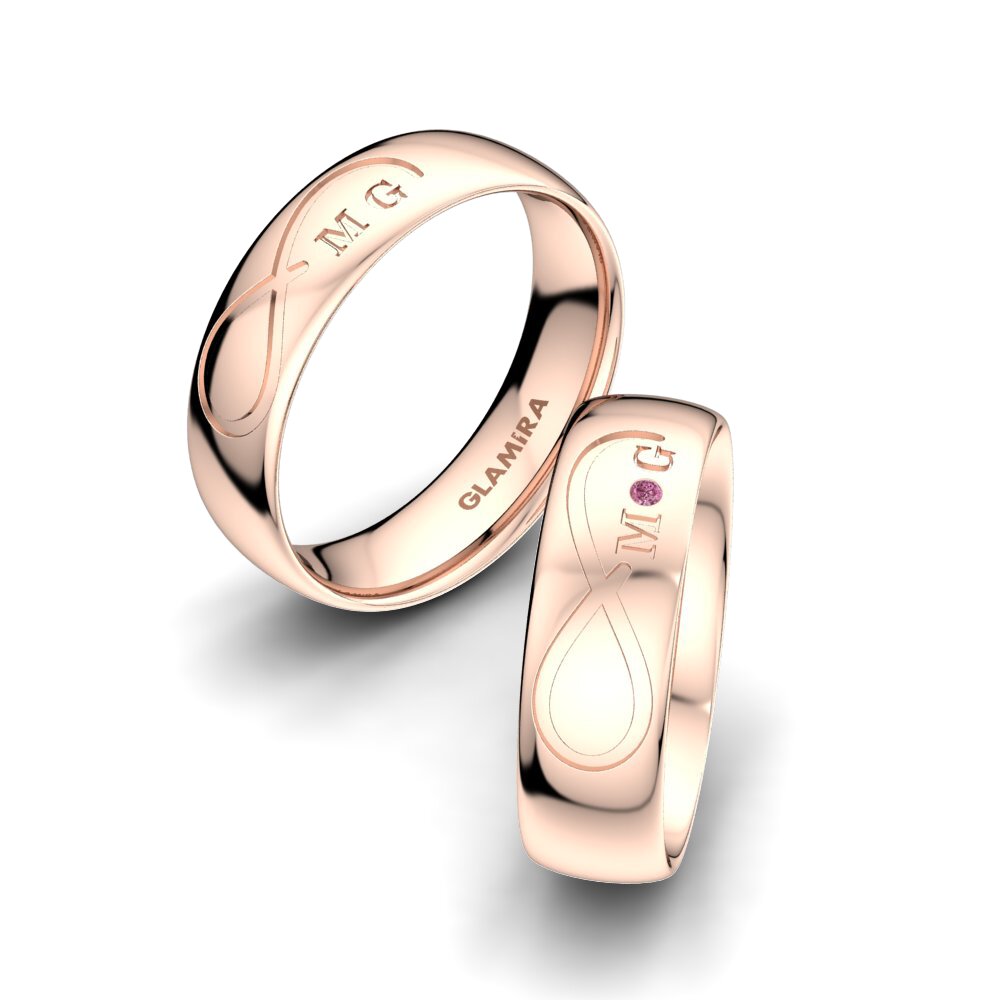9k Oro Rosa Granate Rhodolite Anillo de boda Magic Rose 6 mm