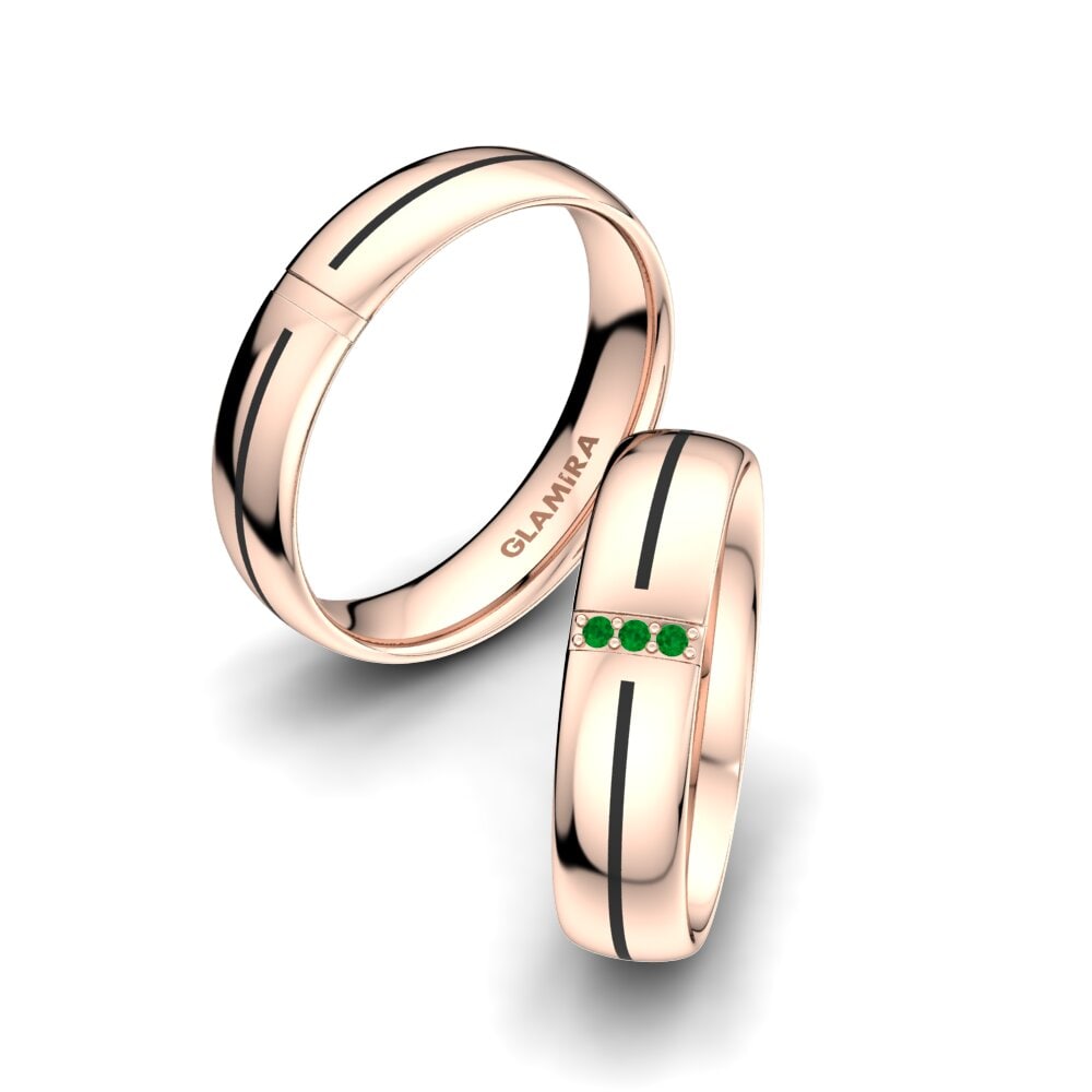 Or Rose18k Émeraude Bague de Mariage Exotic Desire 5 mm