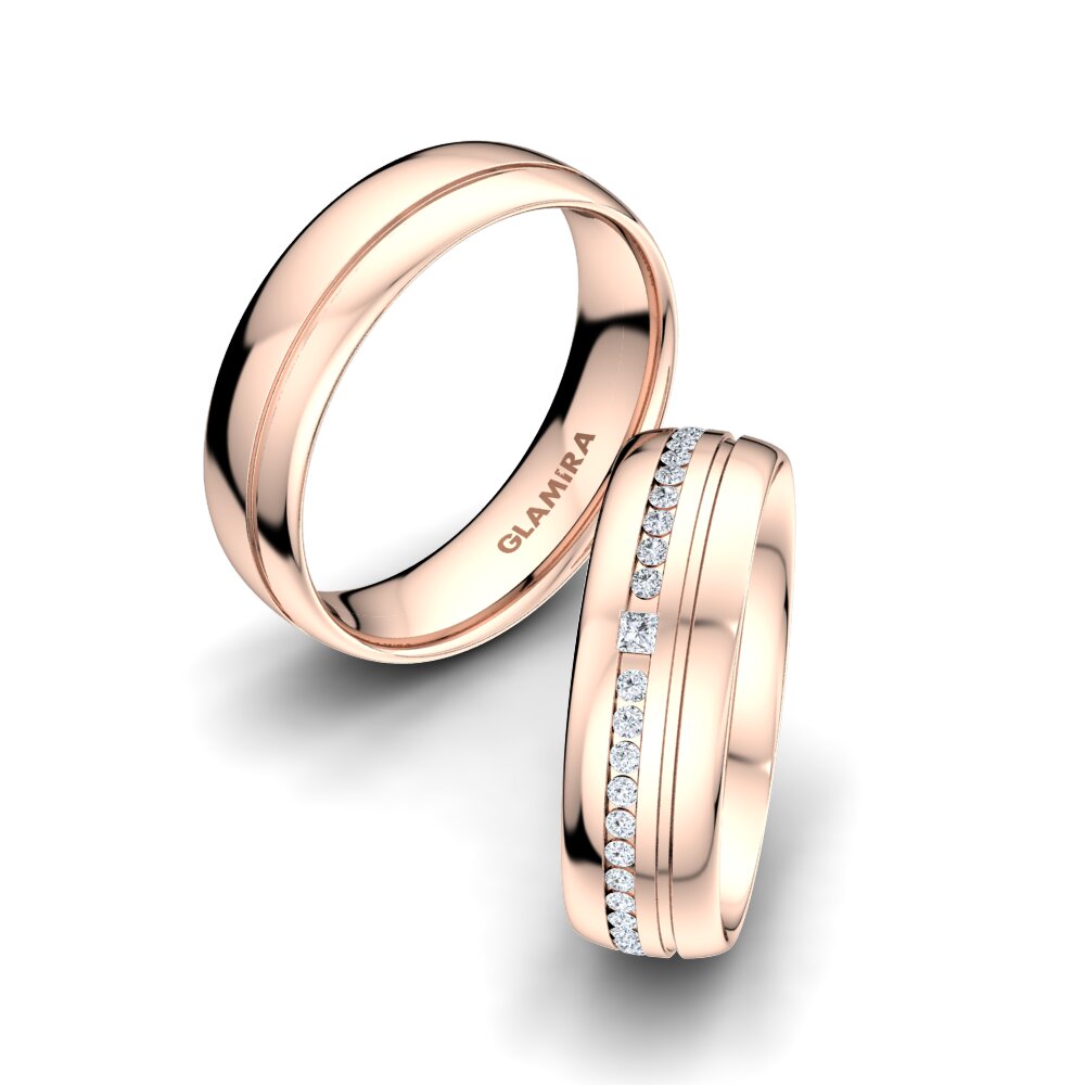 Or rose 14k Diamant Bague de Mariage Glorious Touch 6 mm