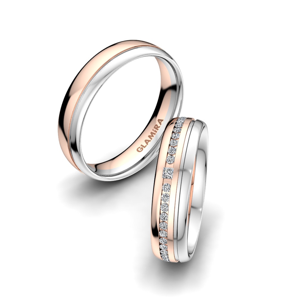 Memoire Wedding Rings Glorious Touch 5 mm 585 Rose & White Gold Zirconia