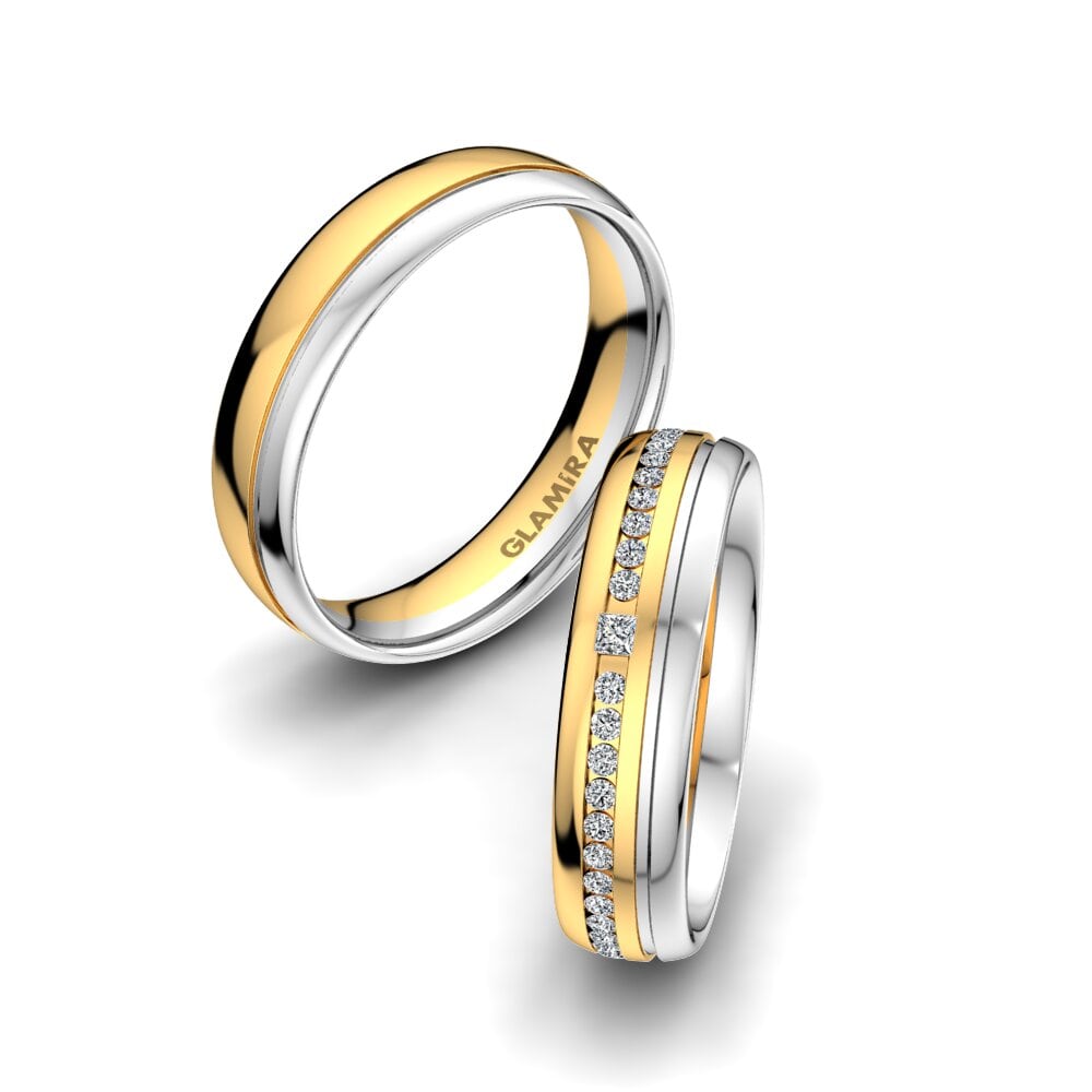 Anillo de boda Glorious Touch 5 mm 18k Oro Amarillo & Blanco