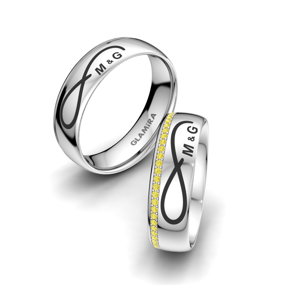 Nhẫn cưới Gorgeous Sparkle 6 mm Đá Sapphire Vàng