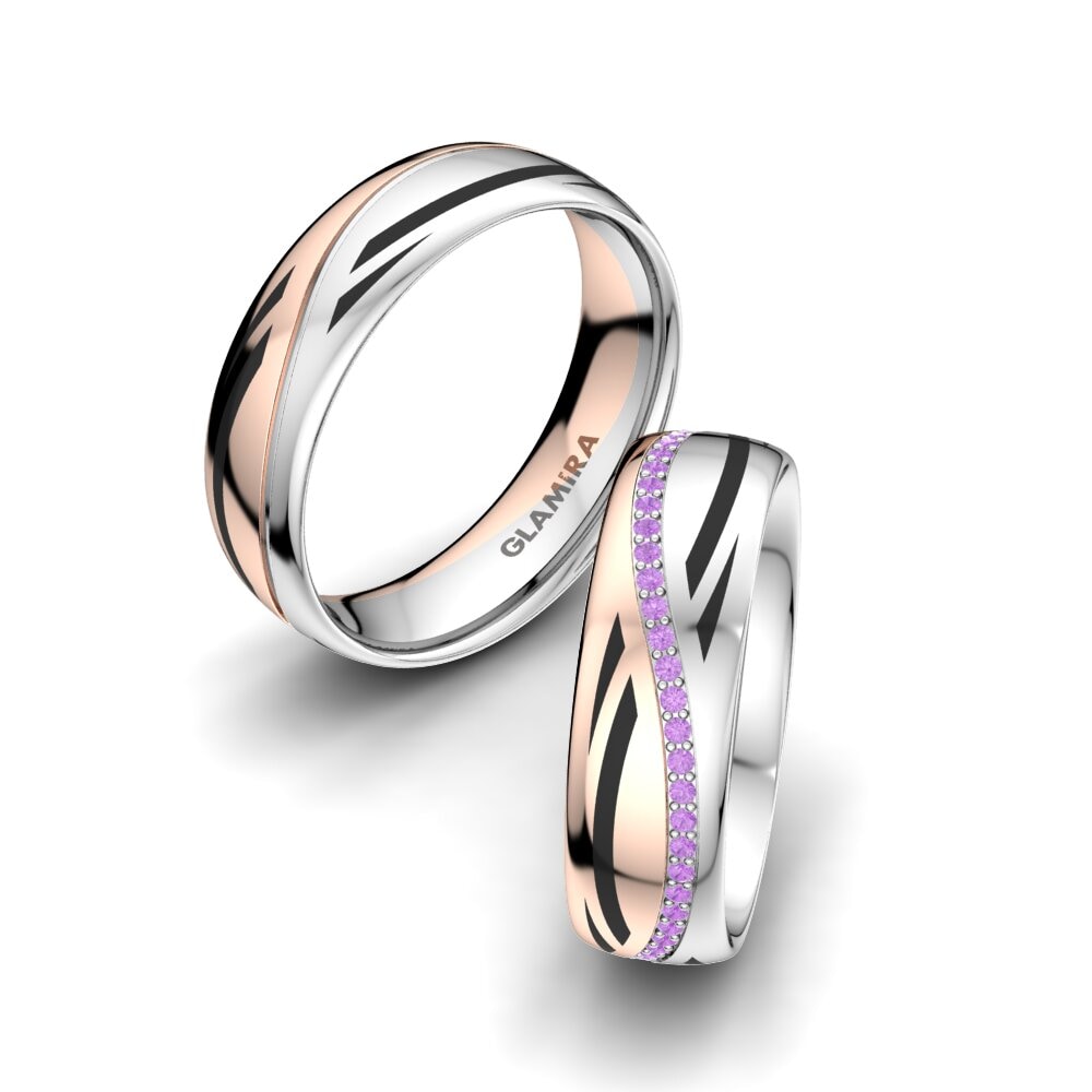 14k White & Rose Gold Amethyst Wedding Ring Infinite Choice 6 mm