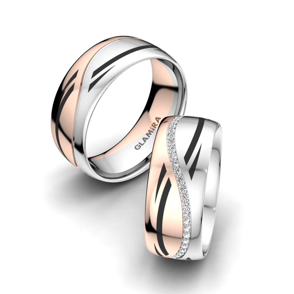 14ct White & Rose Gold White sapphire Wedding Ring Infinite Choice 8 mm