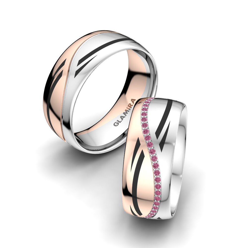 14ct White & Rose Gold Rhodolite Garnet Wedding Ring Infinite Choice 8 mm
