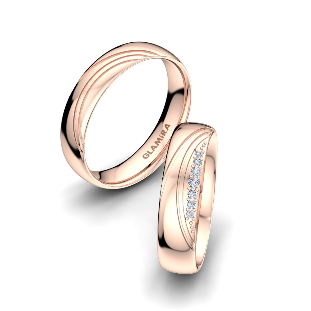 Or rose 14k Diamant Bague de Mariage Shining Element 5 mm