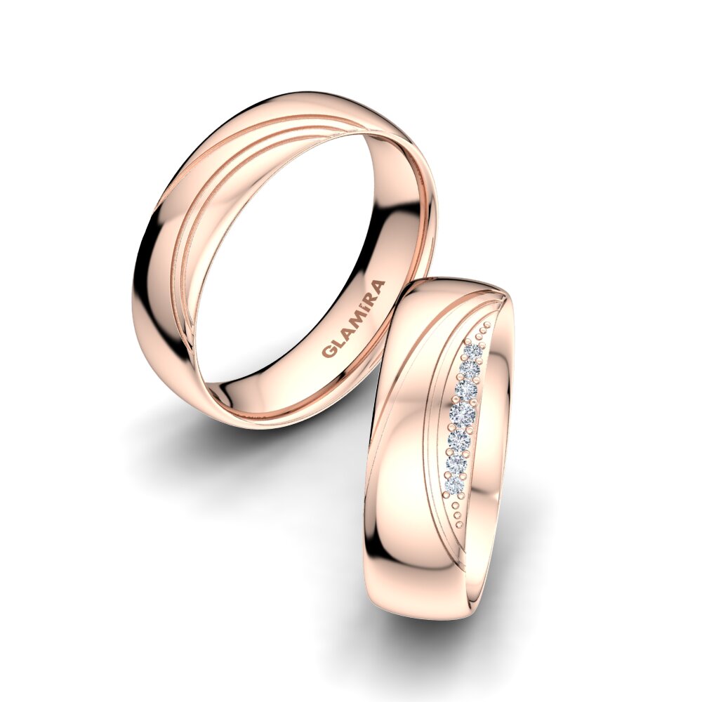 Køb Vielsesring Shining Element 6 mm i 0.063 Karat 585 Rødguld Uden ...
