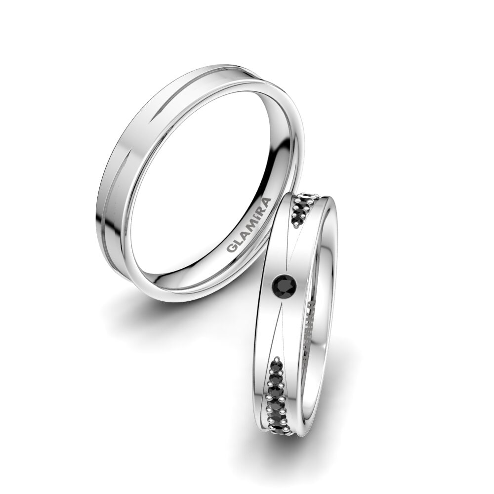 Zafiro negro Anillo de boda Unique Start 4 mm