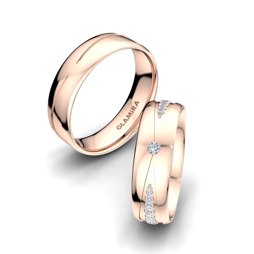 Or rose 14k Diamant Bague de Mariage Unique Start 6 mm